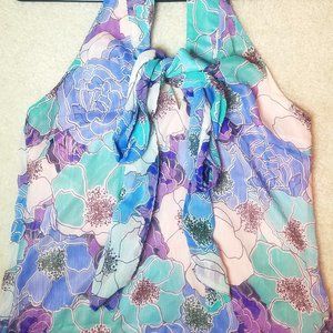 Tulle Size M Floral Pastel Colorful Halter Top